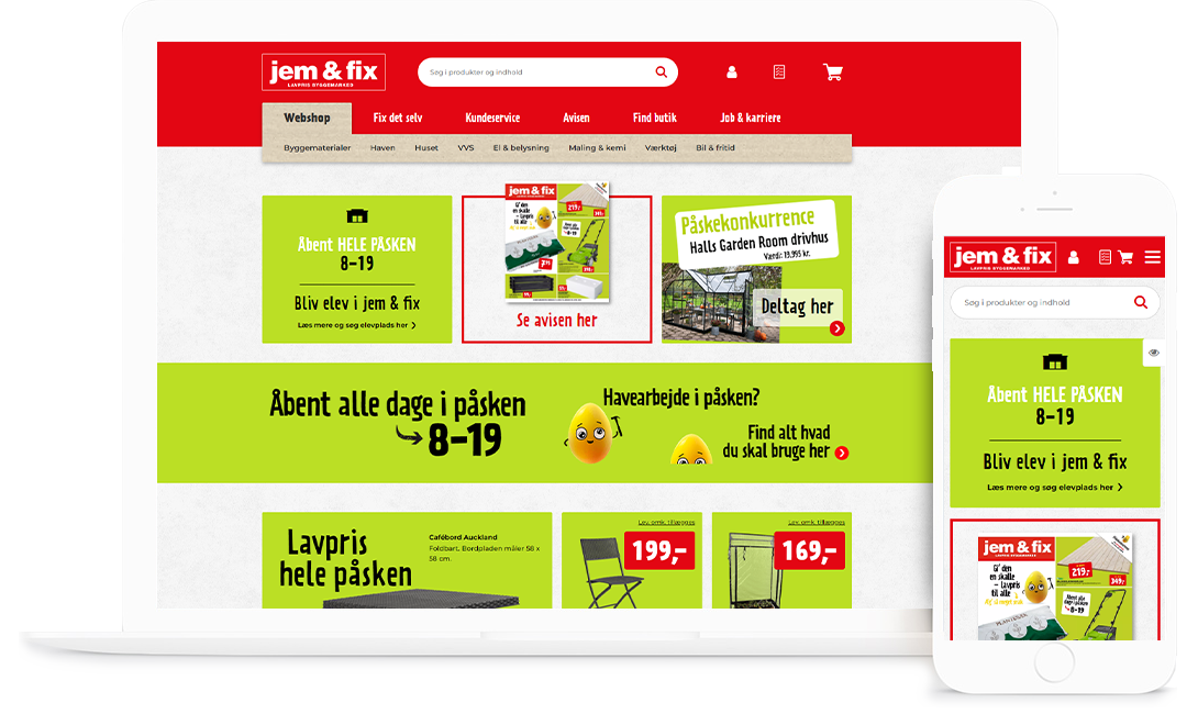 jem & fix' hjemmeside på desktop og mobil
